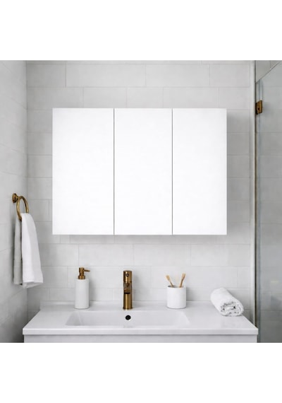 Üç Kapaklı Banyo Dolabı Beyaz