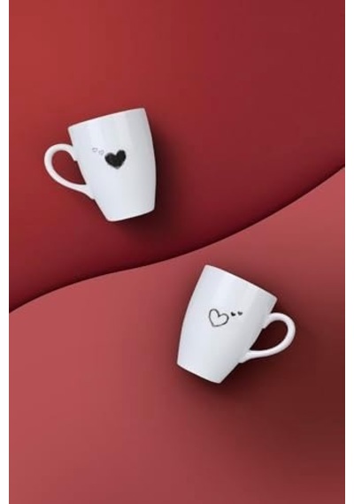 Porselen Pretty 2 Parça Mug Bardak 000 Açık Krem