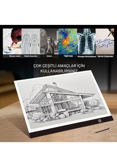 Techtic A2 Işıklı Çizim Tableti Led Kopyalama Çizim Panosu Tattoo Mimari Tasarım Light Pad Grafik Tablet