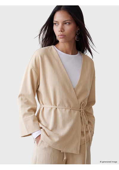Lcw Modest Bej Kruvaze Yaka Kadın Tunik