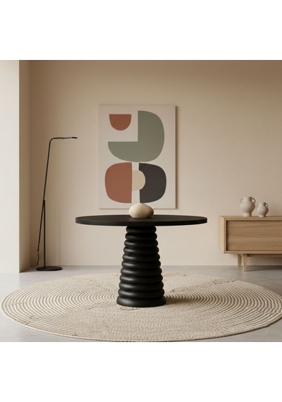 Spirra Yuvarlak Ahşap Yemek Masası 100x100 Siyah Spirra Yuvarlak Ahşap Yemek Masası 100x100 Siyah