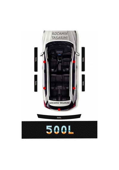 Fiat 500l Kapı Eşiği Karbon Koruyucu 500l Modeline Uyumlu 5 Parça Renkli Baskılı Set