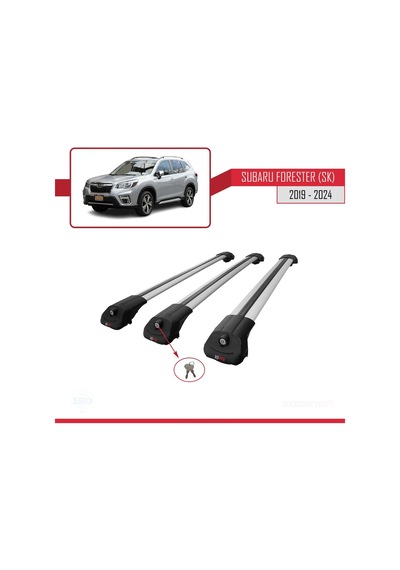 Subaru Forester Sk 2019 Ve Sonrası İle Uyumlu Ace-1 Ara Atkı Tavan Barı Gri 3 Adet Bar