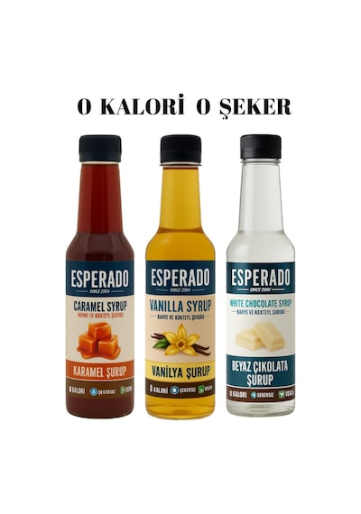 Şekersiz Vanilya - Karamel -beyaz Çikolata Aromalı Kahve Şurubu 3 Ad.x 250 Ml Diğer
