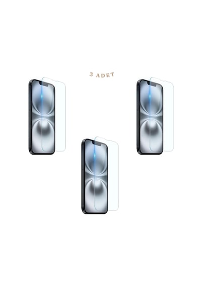 Apple Uyumlu   iPhone 16e İle Ekran Koruyucu Şeffaf Temperli Kırılmaz Cam Ekran Koruyucu 3 Adet