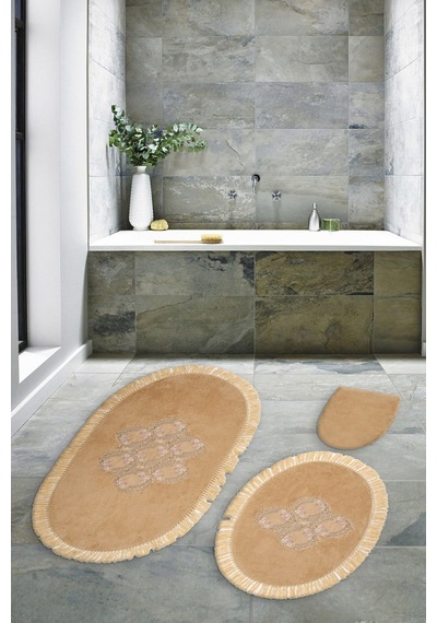 Akasya Saçakli Banyo Takımı 2 Pcs Cappuccino