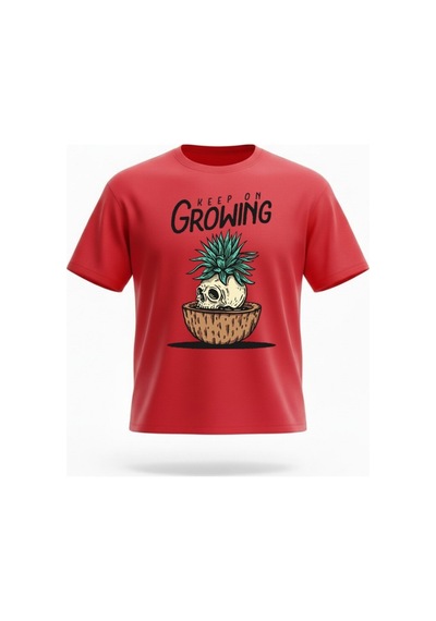 Urbantrendstore Unisex Keep On Growing Oversize Fit Rahat Geniş Salaş T-shirt Günlük Tişört Kırmızı