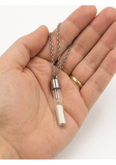 Cam Tüp Kum Kolye Gümüş Renk Zincir Unisex Hediye Tasarım Kolye Çok renkli