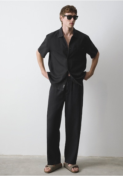 Mavi - Siyah Liyosel Tencel Pantolon 0010591-900