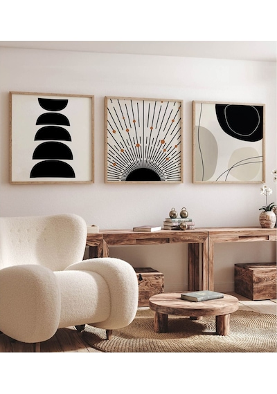 Ahşap Çerçeveli Mdf Kare Tablo Seti Salon Ve Oturma Odası Için Kr4014 32 X 32