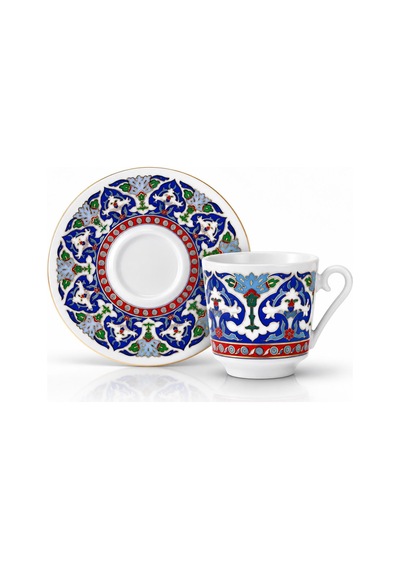 Kütahya Porselen Hand Made 4 Parça 2 Kişilik Kahve Fincanı 90 Ml Çok Renkli