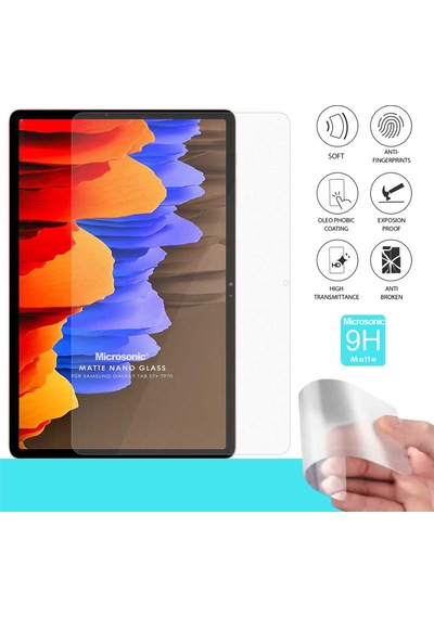 Microsonic Samsung Uyumlu Galaxy Tab S7 Plus T970 Matte Nano Glass Cam Ekran Koruyucu