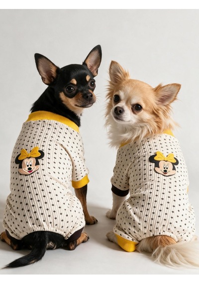 Spotty Sunny Minny Köpek Tulumu Siyah Beyaz Puantiyeli Penye Köpek Pijaması Spotty Sunny Minny Köpek Tulumu Siyah Beyaz Puantiyeli Penye Köpek Pijaması
