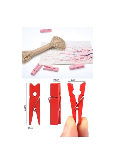 Renkli Mini Mandal Ahşap 100 Adet Renkli Minik Mandal Dekoratif Süsleme Fotoğraf Asma Mandalı Dekarasyon