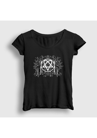 Presmono Kadın Decor Him T-shirt Siyah