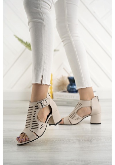 Nesil Shoes Conf 111 Ten Fermuarlı Yazlık Kadın Ayakkabı-ten Ten Rengi