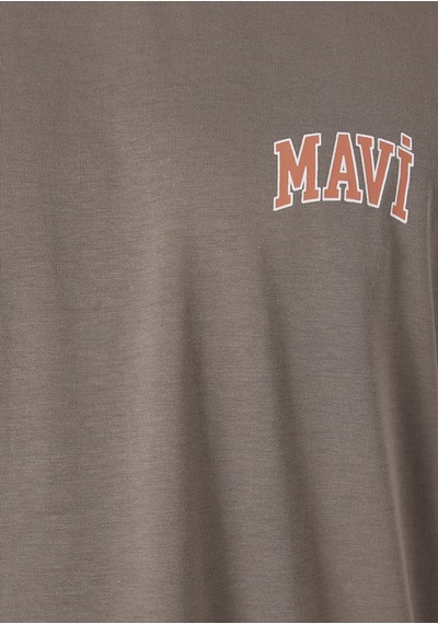 Mavi - Mavi Logo Baskılı Kahverengi Tişört 0611714-87875 Kahverengi
