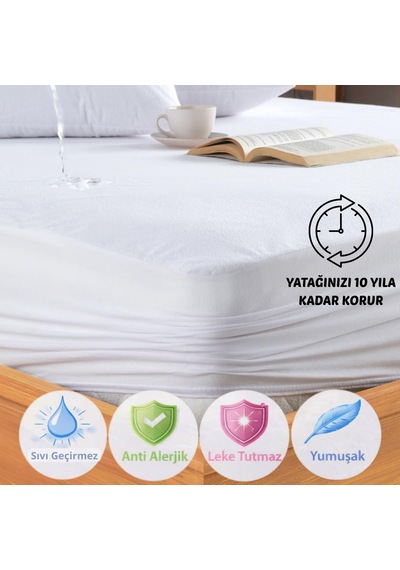 Mikrofiber Fitted Sıvı Geçirmez Alez - Tek-çift Kişilik Alez- Yatak Koruyucu Çarşaf 90x190 Beyaz