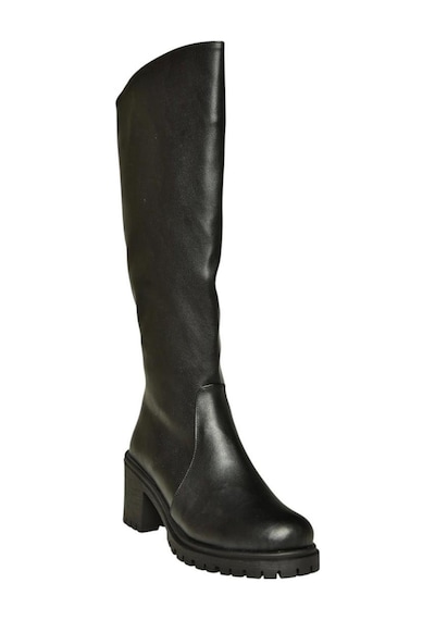 Fox Shoes V726800209 Siyah Kalın Topuklu Klasik Kadın Çizme Siyah-Suni Deri