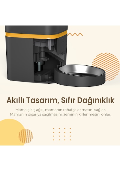 Haustier Qq003 Siyah Akıllı Kedi Köpek Otomatik Mama Kabı, Tuya App-wifi Uzaktan Kontrol, 6lt Hazne