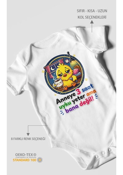 Morivokids Anneye Özel Kısa Kollu Bebek Body %100 Pamuk Zbn245-kk Beyaz