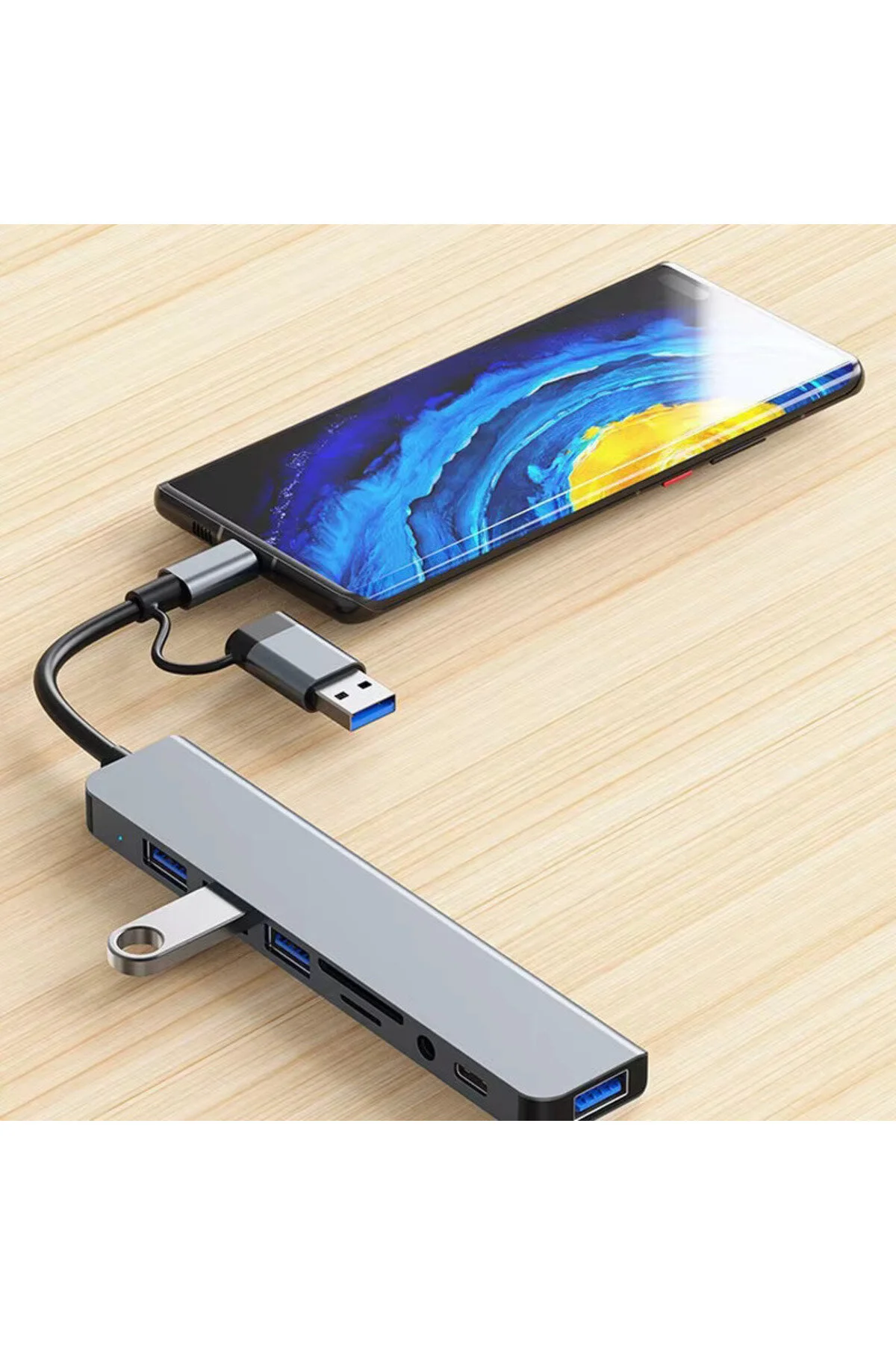 8 İn 2 Dönüştürücü Usb-c & Usb 3.0 Hub Çoklayıcı Usb Type-c Sd/tf Ve Aux Çevirici Güncel Versiyonlu