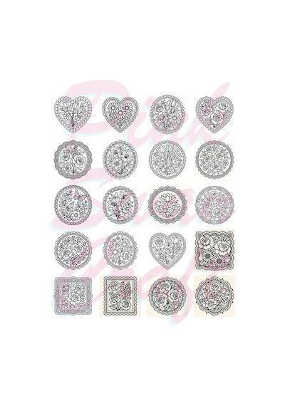Vintage Dantel Ve Çiçekler Bold And Easy 20x20 Cm Büyük Boyama Kitabı Çocuklar Yetişkinler