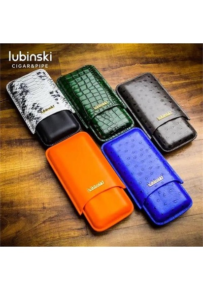 Lubinski Deri 3'lü Puro Kılıfı Yeşil Croco 60 Ring Lb-512