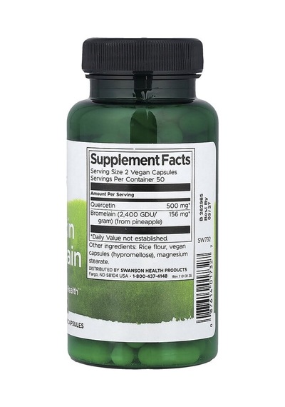 Swanson Vitamins, Quercetin & Bromelain, 100 Vegan Capsules
