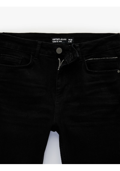 Koton Normal Bel Cepli Slim Fit Jean Pantolon - Brad Jean Siyah 6sam40010nd Siyah Koton Normal Bel Cepli Slim Fit Jean Pantolon - Brad Jean Siyah 6sam40010nd Siyah
