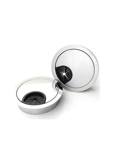 Masaüstü Kablo Kanalı Kanal Kapağı Metal Çap 60 Mm Krom