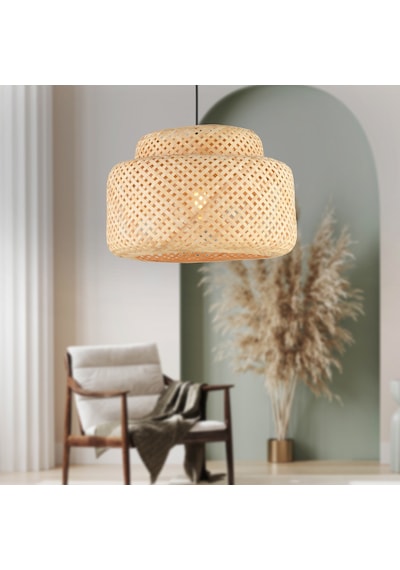 Trudy Tekli Rattan Modern Tasarım Oturma Odası Avize Sarı