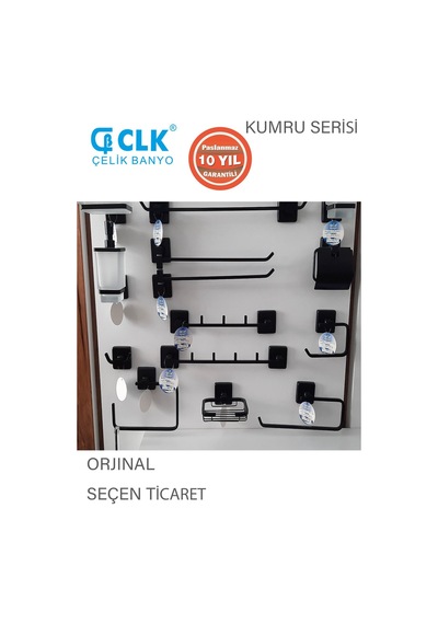 Çelik Banyo Paslanmaz Pirinç Kumru Tuvalet Kağıtlık Kapaklı Mat Siyah Siyah