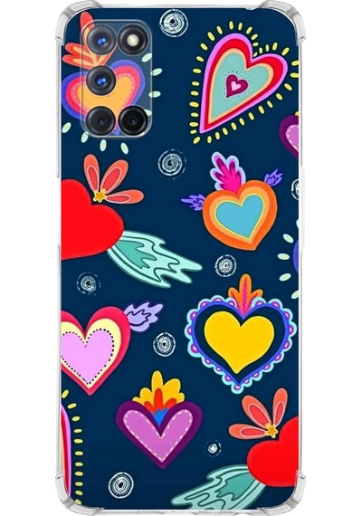 Oppo A52 Uyumlu Retro Color 3 Baskılı Şeffaf Köşe Korumalı Antişok Kılıf