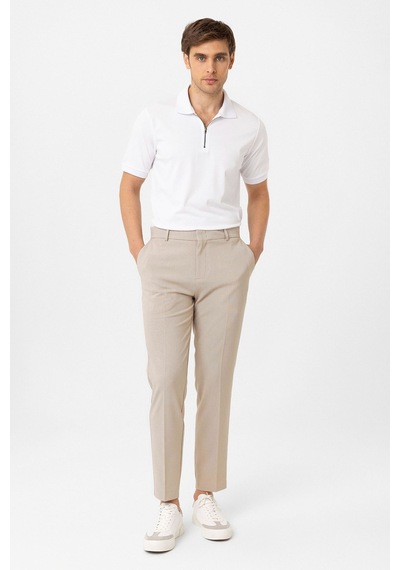 Antioch Fermuarlı Regular Fit Erkek T-shirt Beyaz