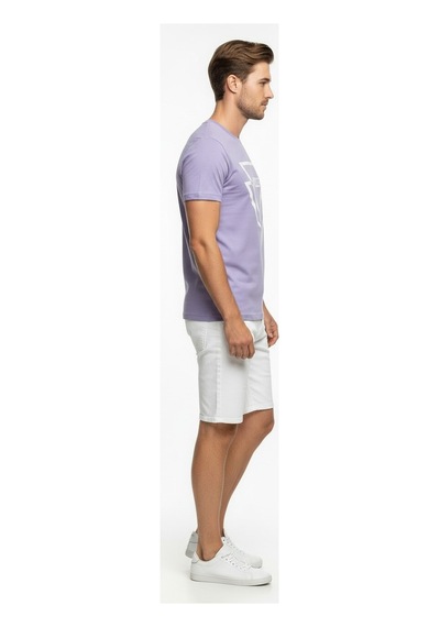 Maximodena Erkek Urban Stable Kabartma Baskılı Slim Fit Günlük Tişört Lila