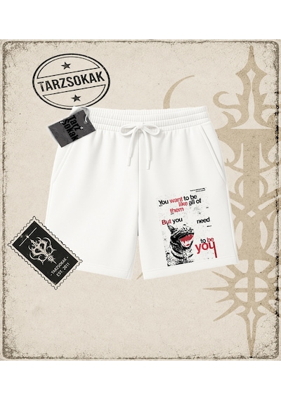 Tarzsokak Gotik & Grunge Streetwear You Want To Be Lıke All Of Unisex Şort Beyaz