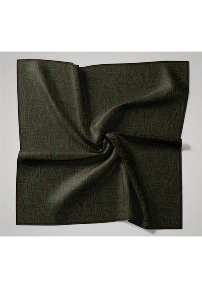Silk Home Soft Pamuk Eşarp Koyu Yeşil Acı Kahve Geometrik Desenli Hafif Dokulu 90x90 Çok Renkli
