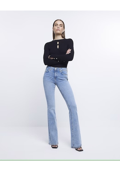 Lavajeans Kadın Yüksekbel Ispanyol Paça Pantolon Buz Kar1122 Buz Mavi