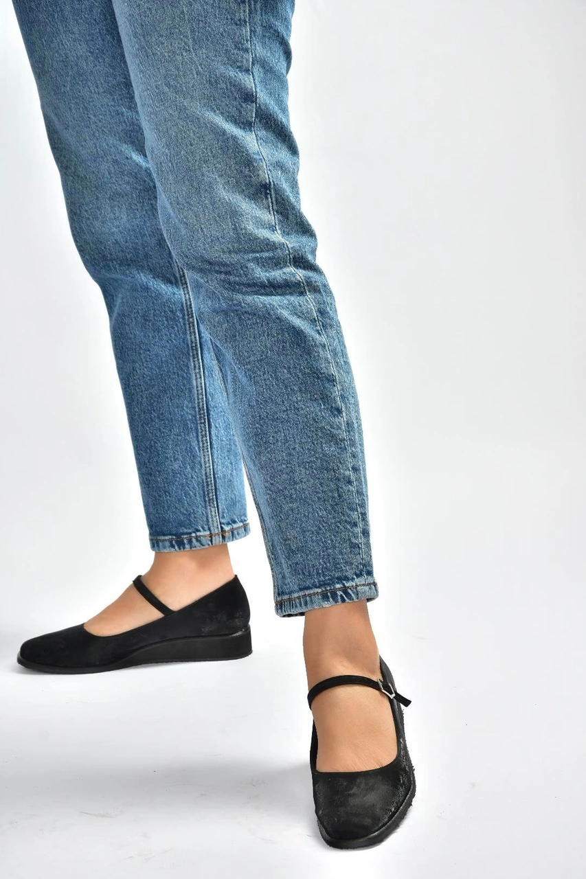 Fox Shoes V820203504 Siyah Kumaş Bantlı Günlük Kadın Ayakkabı Siyah-kumaş