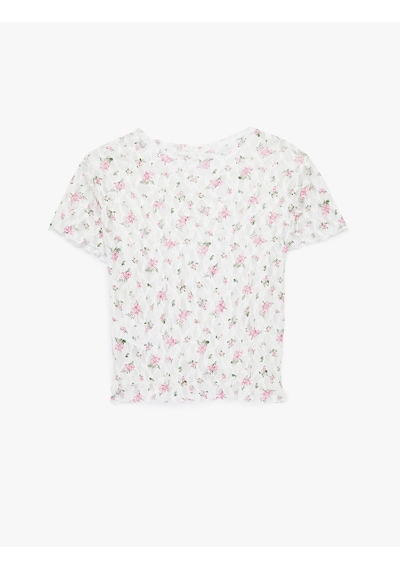 Koton Çiçekli Beyaz Kadın T-shirt 6sak50014uk Beyaz