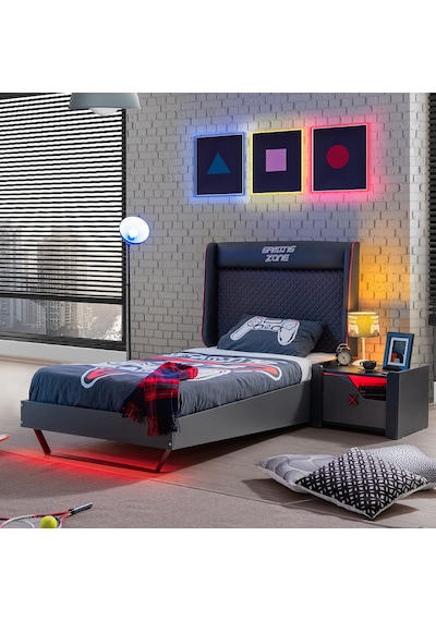 Gamer Oyuncu Deri Başlıklı Ledli Karyola Gamer Oyuncu Deri Başlıklı Ledli Karyola