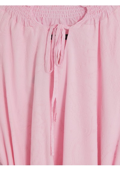 Lcw Modest Pembe Desenli Kuşaklı Kadın Gipeli Tunik