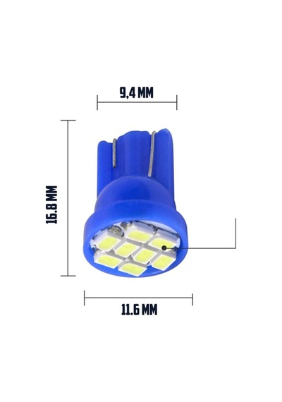 2 ADET BUZ MAVİ RENK MiNi DİPSİZ T10 LED PARK AMPULÜ 8 LEDLİ