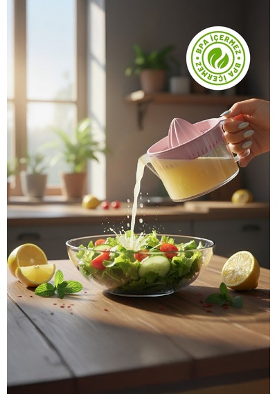 Hazneli Ve Ölçü Göstergeli Limon Ve Narenciye Sıkacağı, 0.60 L - Pembe Plastik Diğer