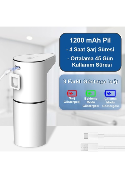 Greentech Sensörlü Usb Şarjlı Köpük Sabunluk / Gt-sd01 Beyaz