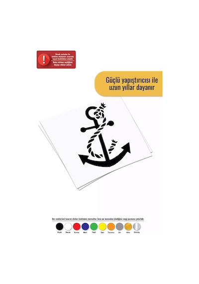 Gemi Çapası - Araç, Oto, Laptop, Duvar Uyumlu Sticker 40 52 Cm