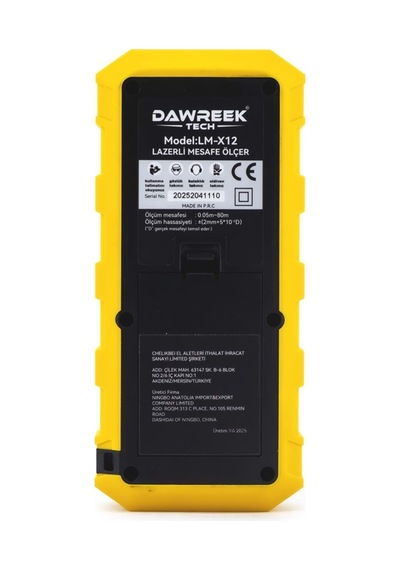 Dawreek Mesafe Ölçer H01 Yellow 80 Metre Dijital El Tipi Mesafe Ölçüm Cihazı