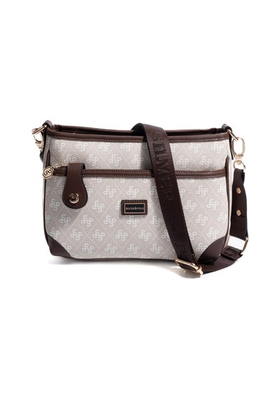 Silver Polo Sp1160 Kadın Çapraz Çanta Monogram Taş-kahve