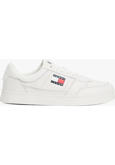Tommy Hilfiger Tommy Jeans Erkek Beyaz Greenwich Essential Deri Sneaker Çok Renkli